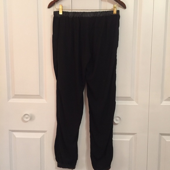 Faux leather trim black joggers - Picture 6 of 8